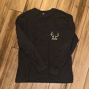 BURLEBO Charcoal Long Sleeve Tee with Antler Design